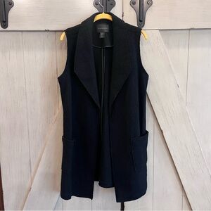 Tahari Black Open-Front Vest Size Medium